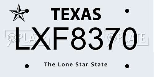 LXF8370 Texas License Plate