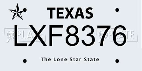 LXF8376 Texas License Plate