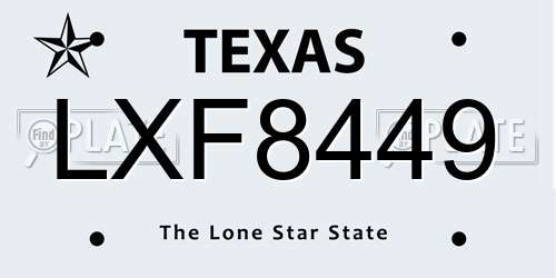 LXF8449 Texas License Plate