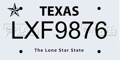 LXF9876 Texas License Plate