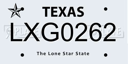 LXG0262 Texas License Plate