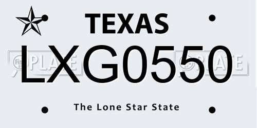 LXG0550 Texas License Plate