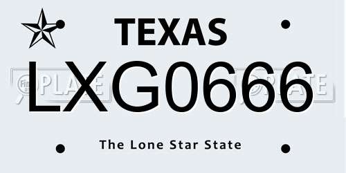 LXG0666 Texas License Plate