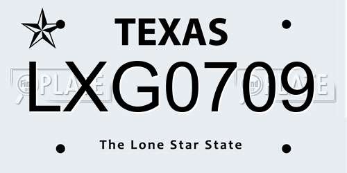 LXG0709 Texas License Plate