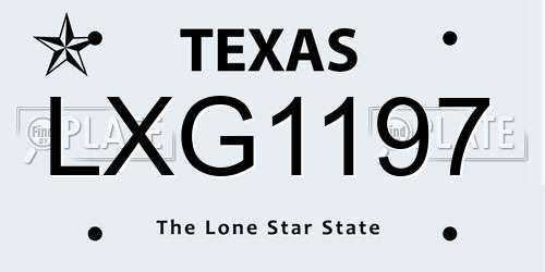 LXG1197 Texas License Plate