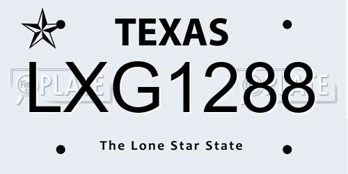 LXG1288 Texas License Plate