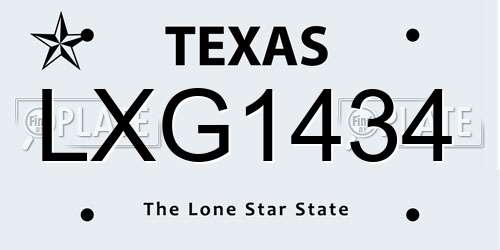 LXG1434 Texas License Plate