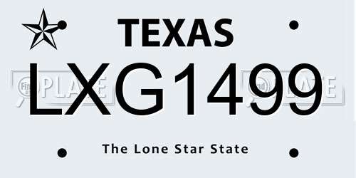 LXG1499 Texas License Plate