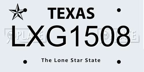 LXG1508 Texas License Plate