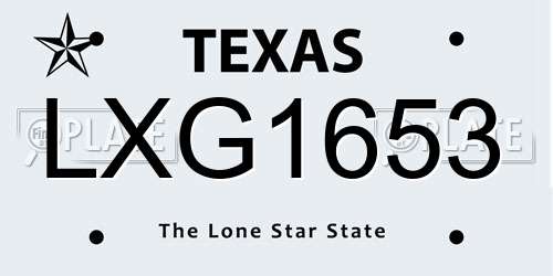 LXG1653 Texas License Plate