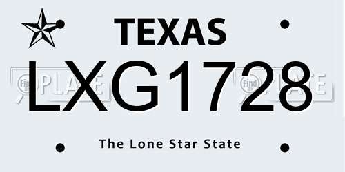LXG1728 Texas License Plate