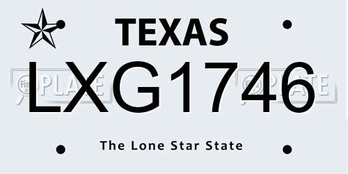 LXG1746 Texas License Plate