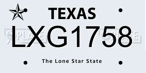 LXG1758 Texas License Plate