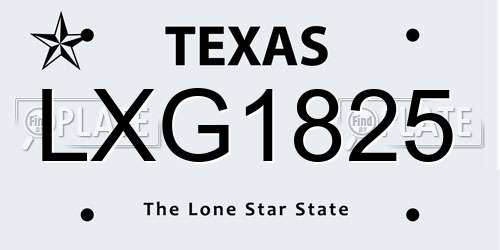 LXG1825 Texas License Plate