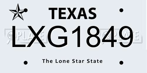 LXG1849 Texas License Plate
