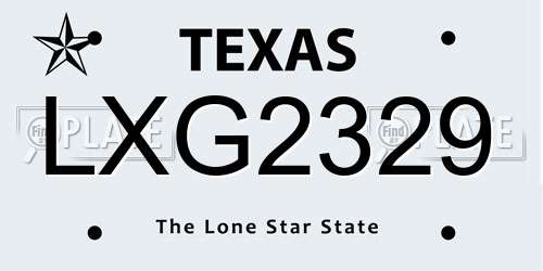 LXG2329 Texas License Plate
