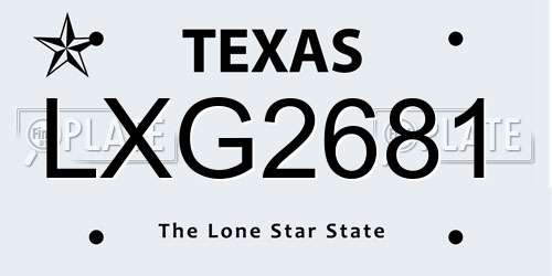 LXG2681 Texas License Plate