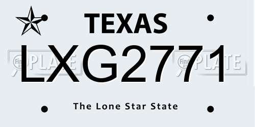 LXG2771 Texas License Plate