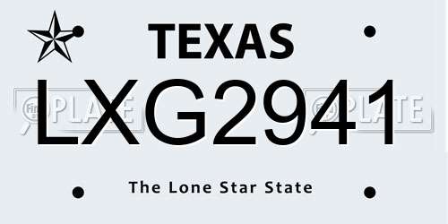 LXG2941 Texas License Plate
