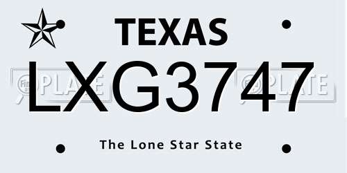 LXG3747 Texas License Plate