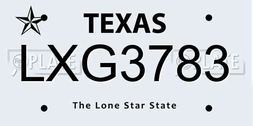LXG3783 Texas License Plate