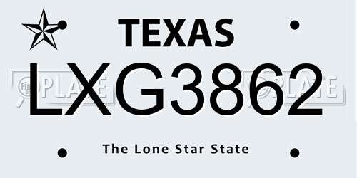 LXG3862 Texas License Plate