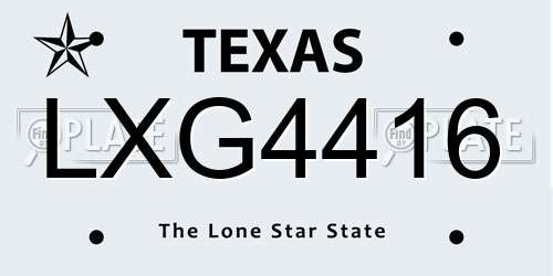 LXG4416 Texas License Plate