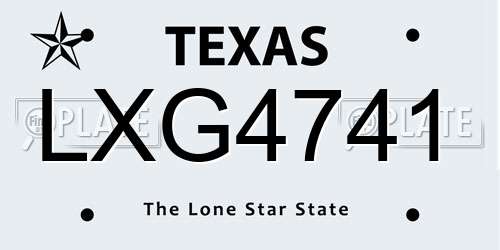 LXG4741 Texas License Plate