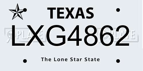 LXG4862 Texas License Plate