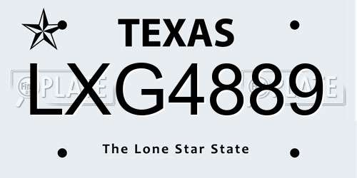 LXG4889 Texas License Plate