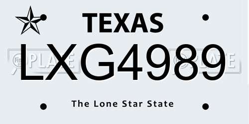 LXG4989 Texas License Plate