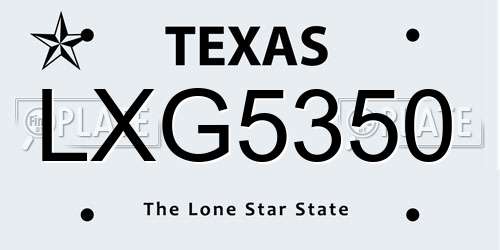 LXG5350 Texas License Plate