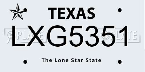 LXG5351 Texas License Plate