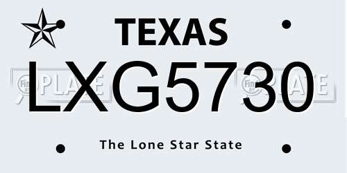 LXG5730 Texas License Plate