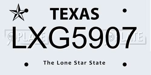 LXG5907 Texas License Plate