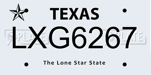 LXG6267 Texas License Plate