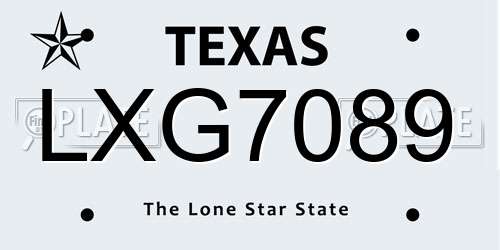 LXG7089 Texas License Plate