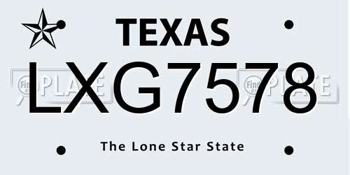 LXG7578 Texas License Plate