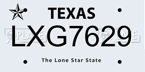 LXG7629 Texas License Plate