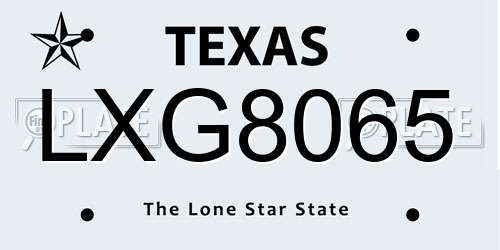 LXG8065 Texas License Plate