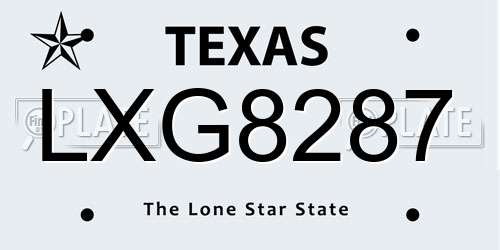 LXG8287 Texas License Plate