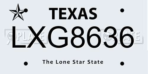 LXG8636 Texas License Plate