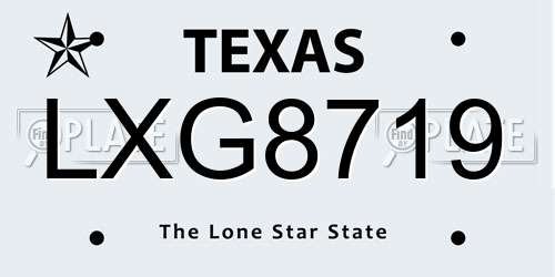 LXG8719 Texas License Plate