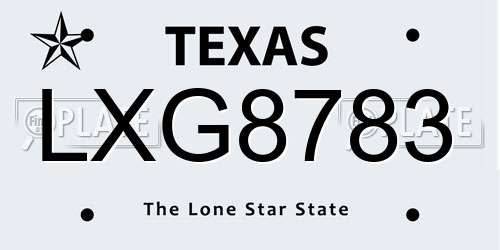 LXG8783 Texas License Plate