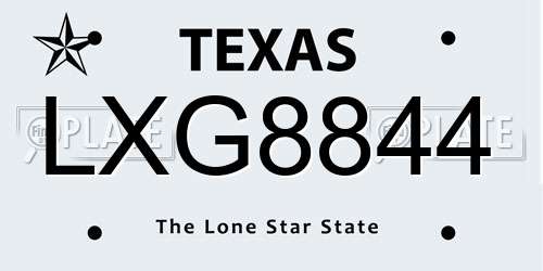 LXG8844 Texas License Plate