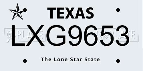LXG9653 Texas License Plate