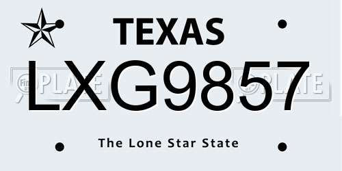LXG9857 Texas License Plate