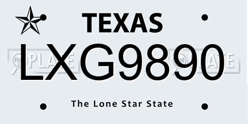 LXG9890 Texas License Plate