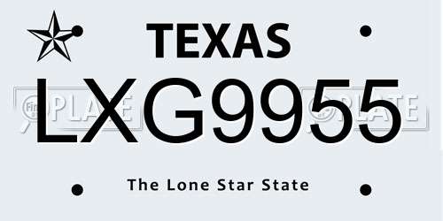 LXG9955 Texas License Plate