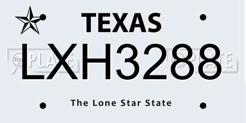 LXH3288 Texas License Plate